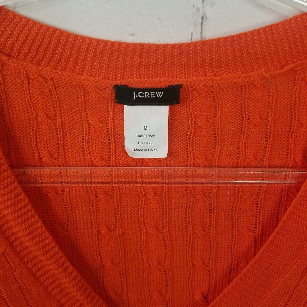 J Crew Lightweight linen V neck cable knit Sweater - Picture 3 of 3